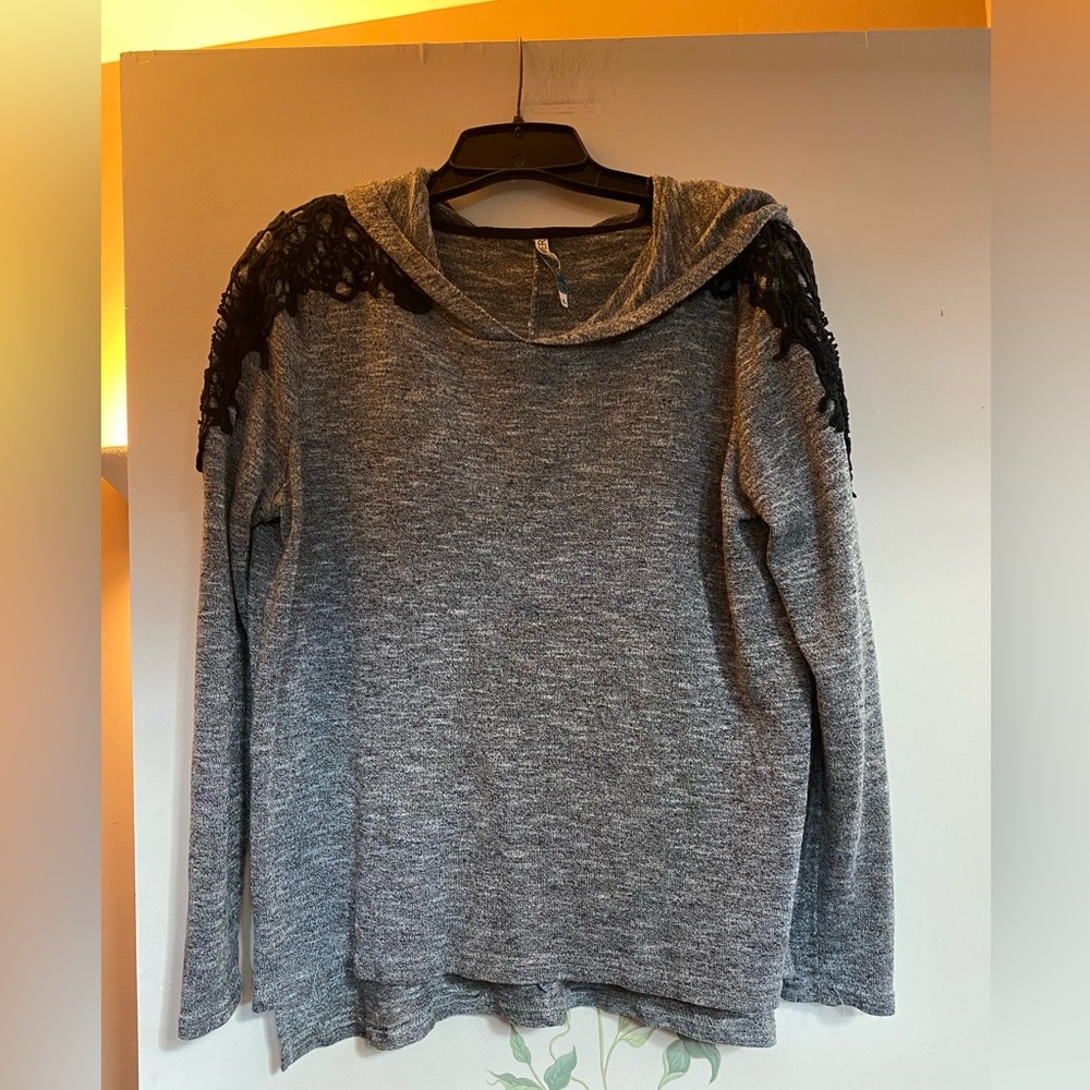 Sweater style hooded top